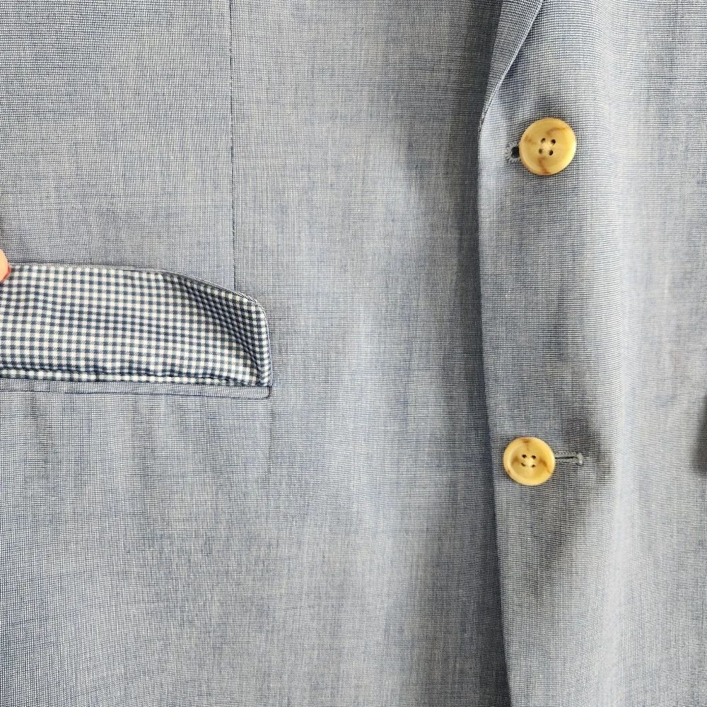 Saddlebred Business Casual Blue Chambray Sports Coat Cotton Size 40R